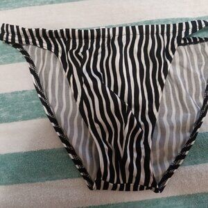 RARE VINTAGE 1" HOM SWIM BRIEF, SIZE 32", BLACK / WHITE STRIPES (*) (Pre-Owned)